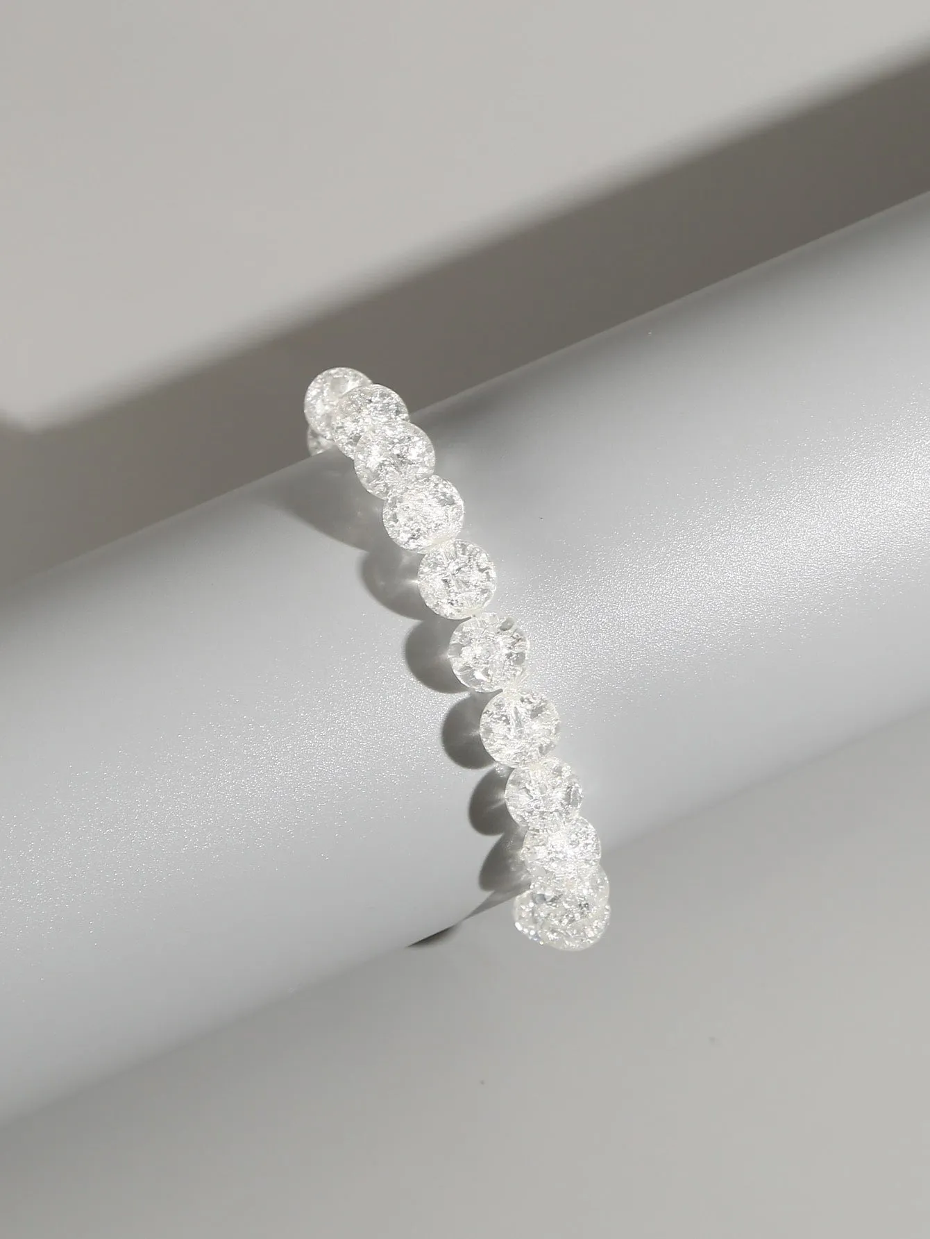 White Crystal Pattern Minimalist Beaded Bracelet Boho Crafted Creative Beads