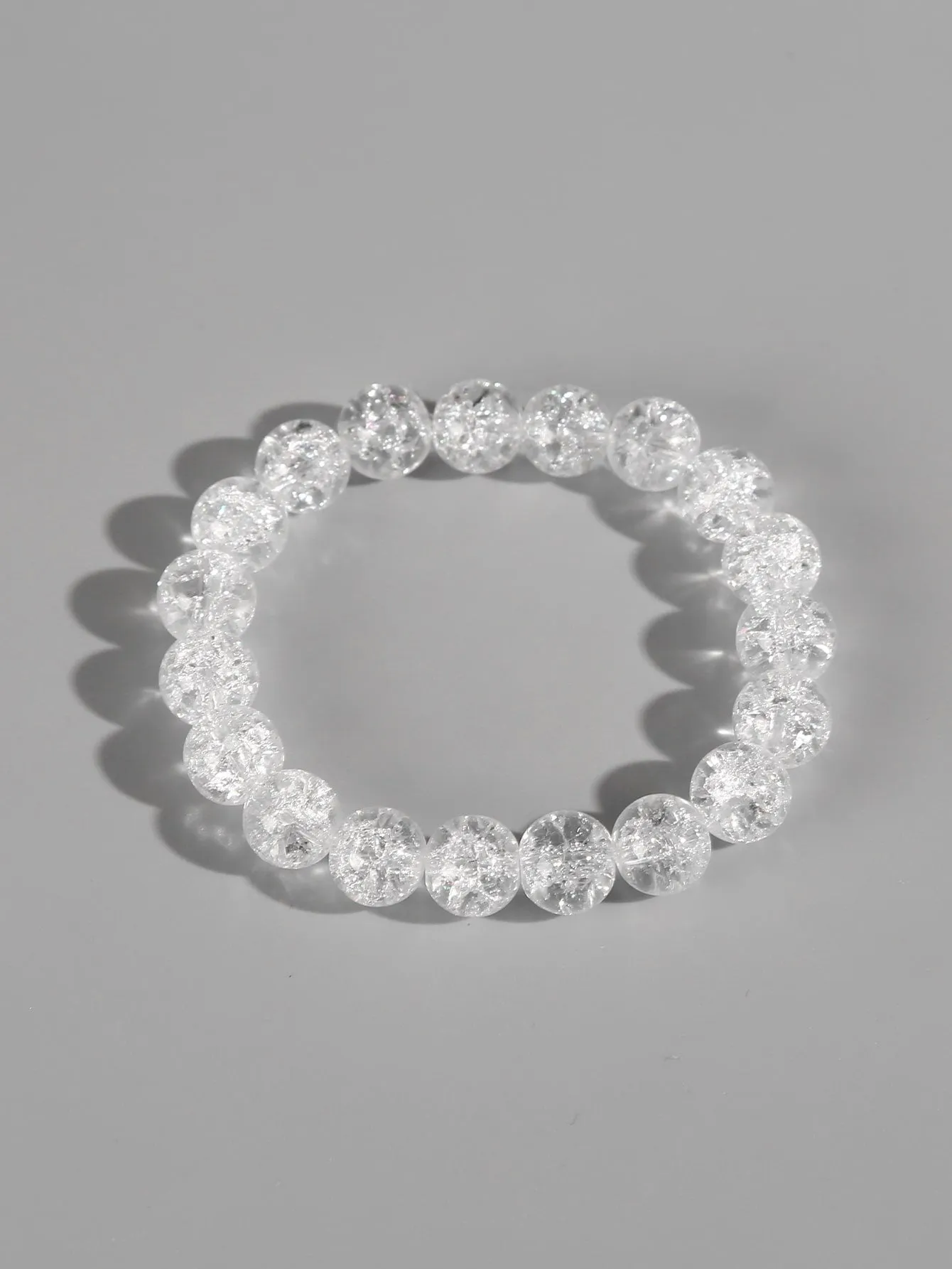 White Crystal Pattern Minimalist Beaded Bracelet Boho Crafted Creative Beads