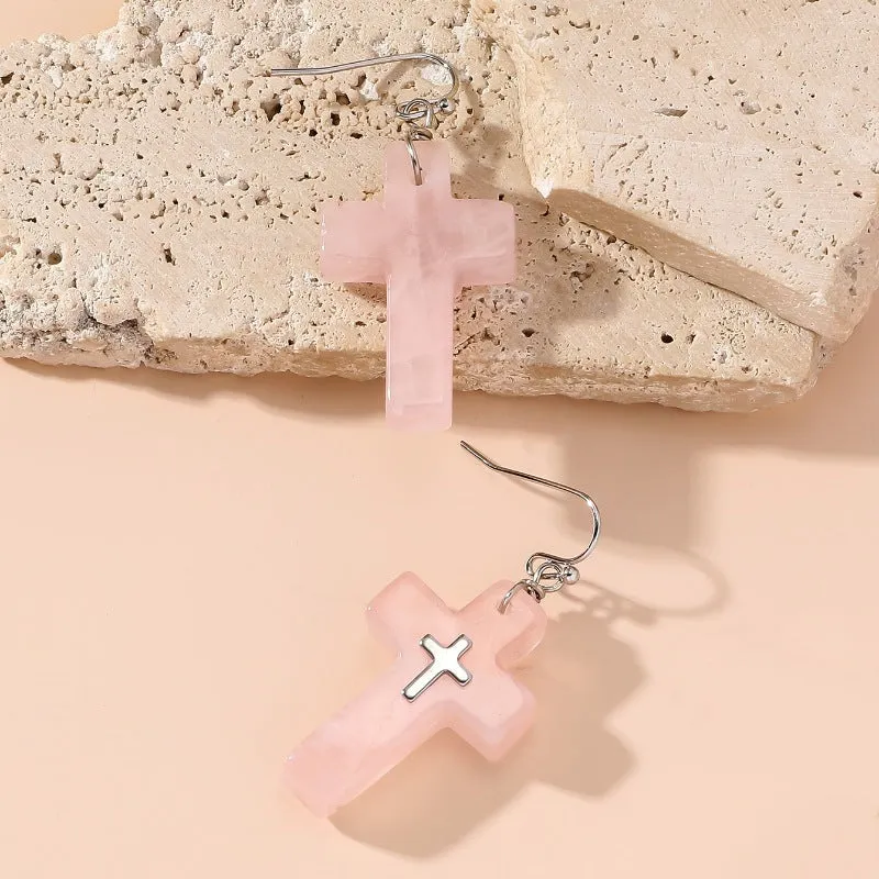 Wholesale Natural Stone Cross Earrings