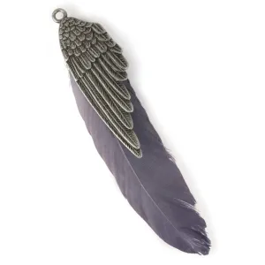 Wing Pendant with Real Feather