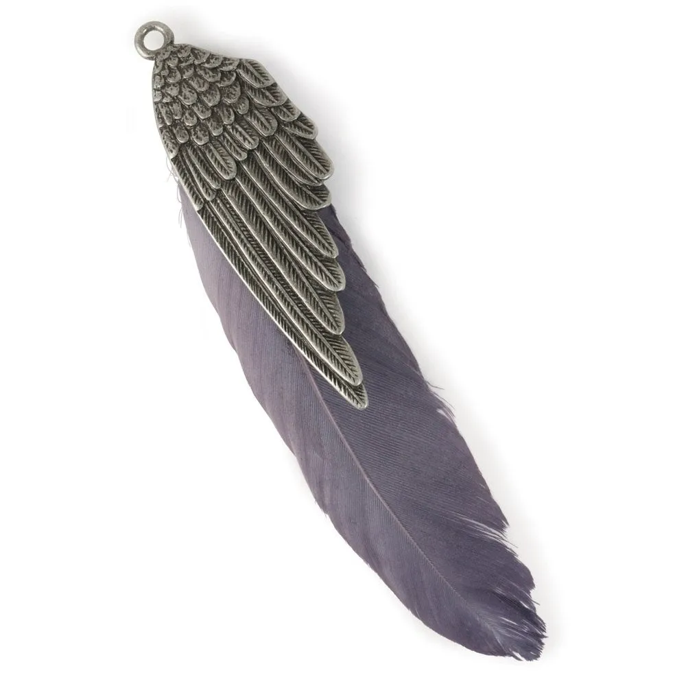 Wing Pendant with Real Feather