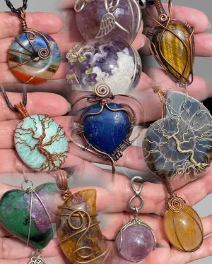 Wire Wrapped Cabochon Gemstone Pendants