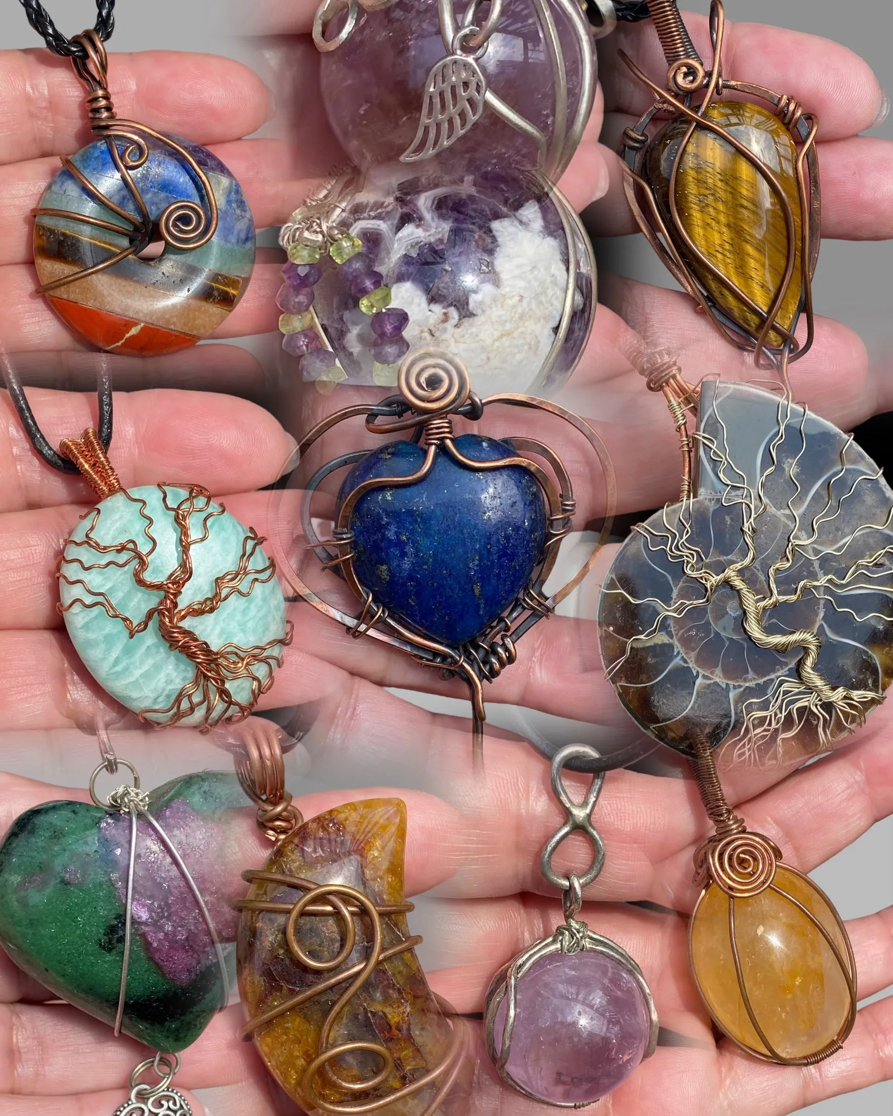 Wire Wrapped Cabochon Gemstone Pendants