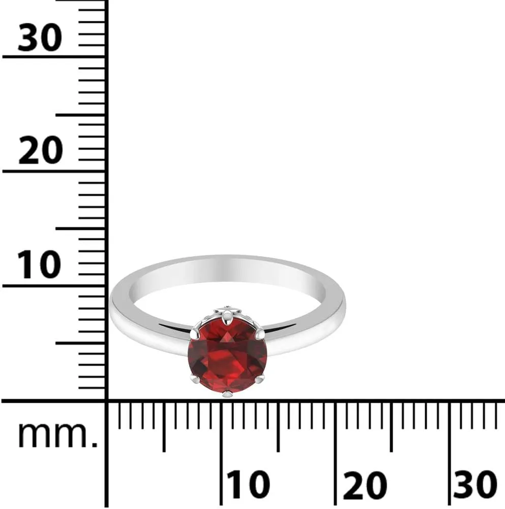 Womens 925 Sterling Silver Classic Solid Band Solitaire Center Round 7 mm Gemstone Timeless Engagement Wedding Jewelry Accessory Fine Ring