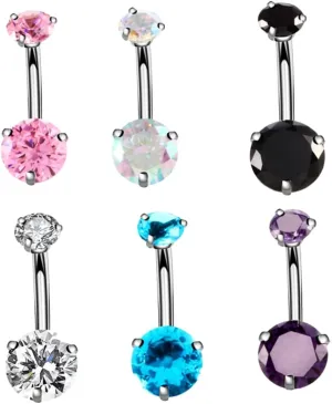 Women's Navel Piercing Rings 6Pcs Belly Button Jewelry Zircon Stones for Stylish Appearance