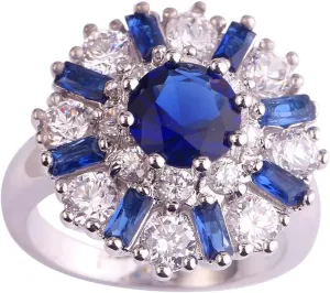 Women's Statement Rings Fashion Jewelry 925 Sterling Silver Plated Simulated Amethyst Cluster Flower Ring