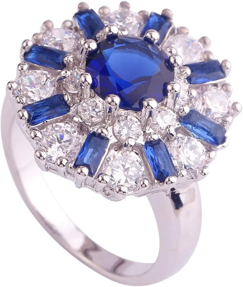 Women's Statement Rings Fashion Jewelry 925 Sterling Silver Plated Simulated Amethyst Cluster Flower Ring