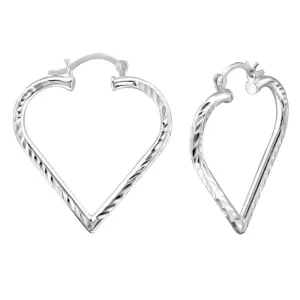 Womens Sterling Silver .925 Heart Hoop Earrings