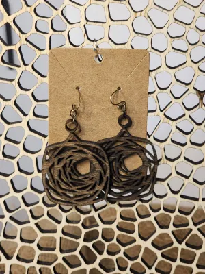 Wooden Square Earrings