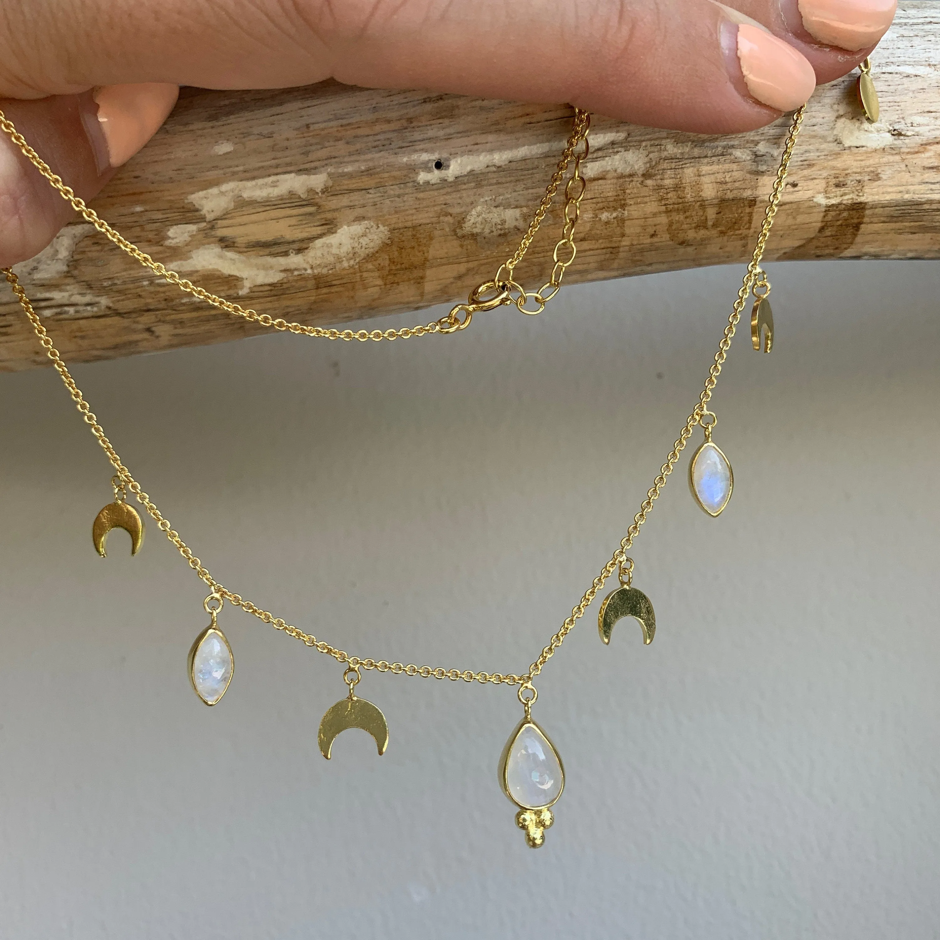 Worlds Apart Delicate 14K Gold Moonstone Necklace