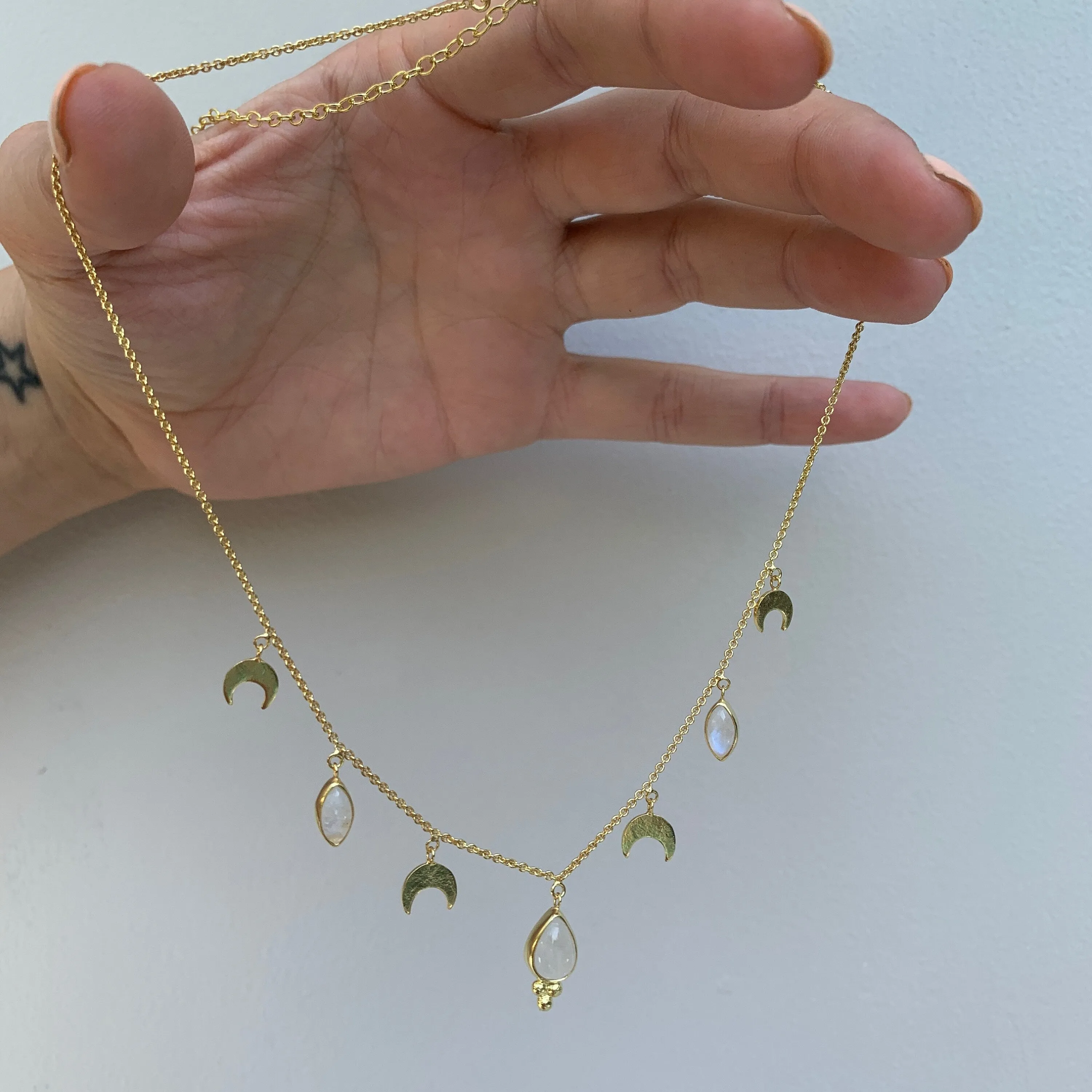 Worlds Apart Delicate 14K Gold Moonstone Necklace