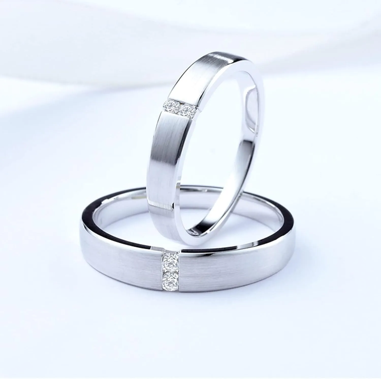 WSX Diamond Matching Couples Rings for for Him and Her Sterling Silver/10K/14K/18K Wedding Promise Rings, Free Engrave