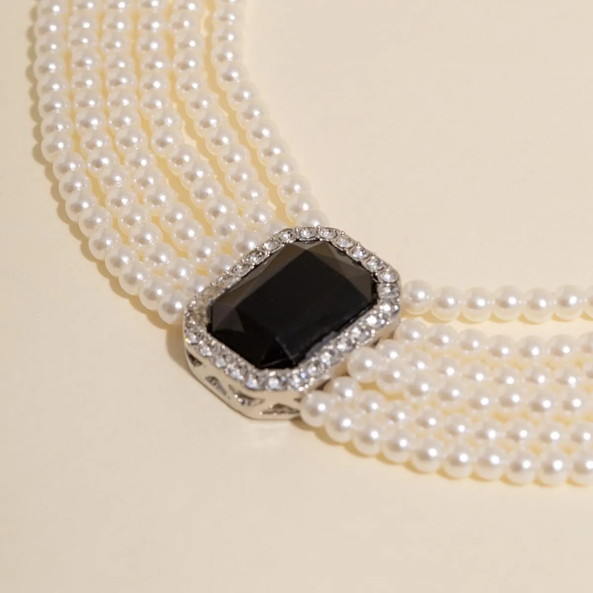 Xerling Vintage 1920s Faux Pearl Choker Necklaces Imitation Pearl Rhinestones Pendant Chains Bridal Wedding Jewelry Necklaces for Costume Party