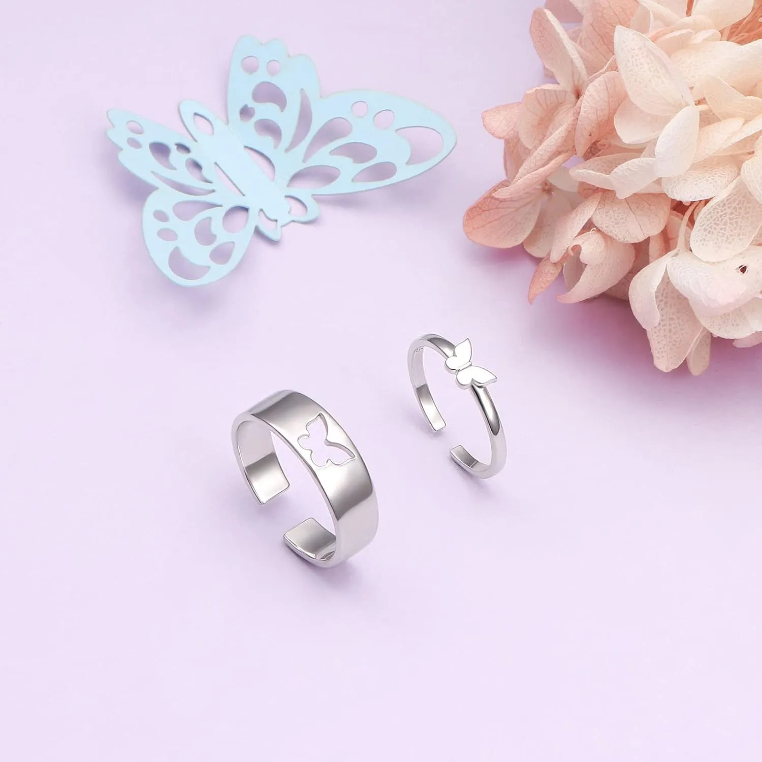 Yearace Couple Rings, 925 Sterling Silver Promise Ring for Couples Romantic Love Couples Jewelry Gifts, Adjustable Engagement Wedding Ring for Him and Her