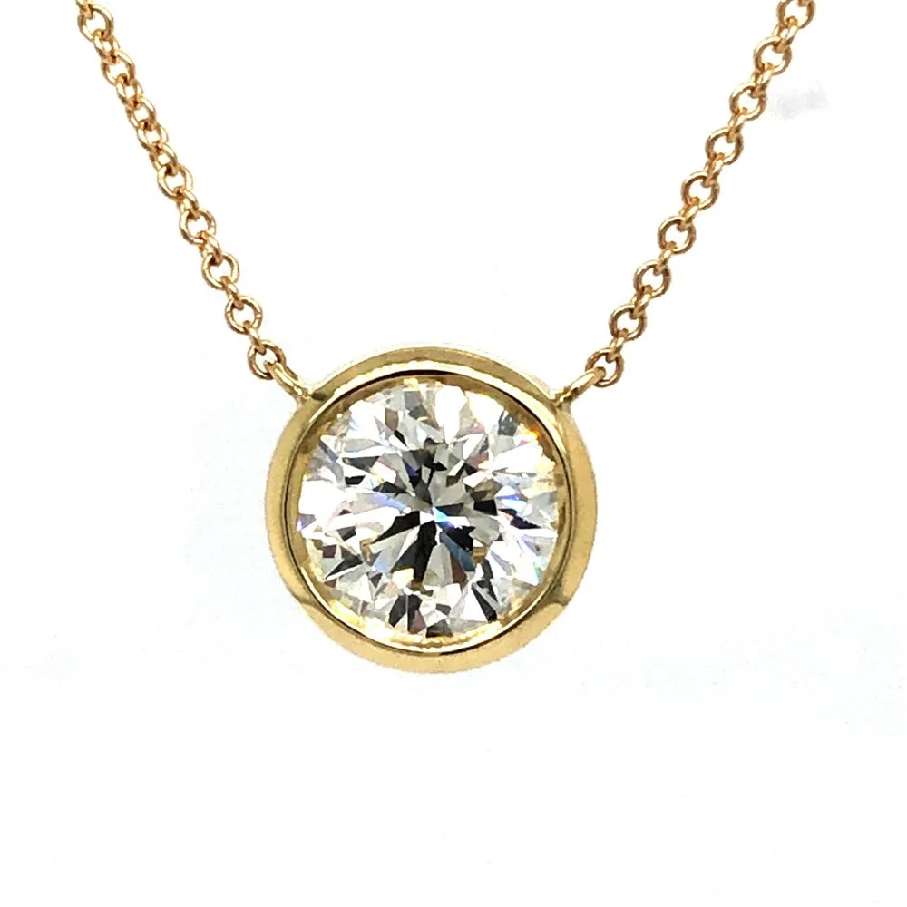 Yellow Gold Bezel Set Diamond Necklace