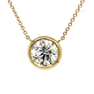 Yellow Gold Bezel Set Diamond Necklace