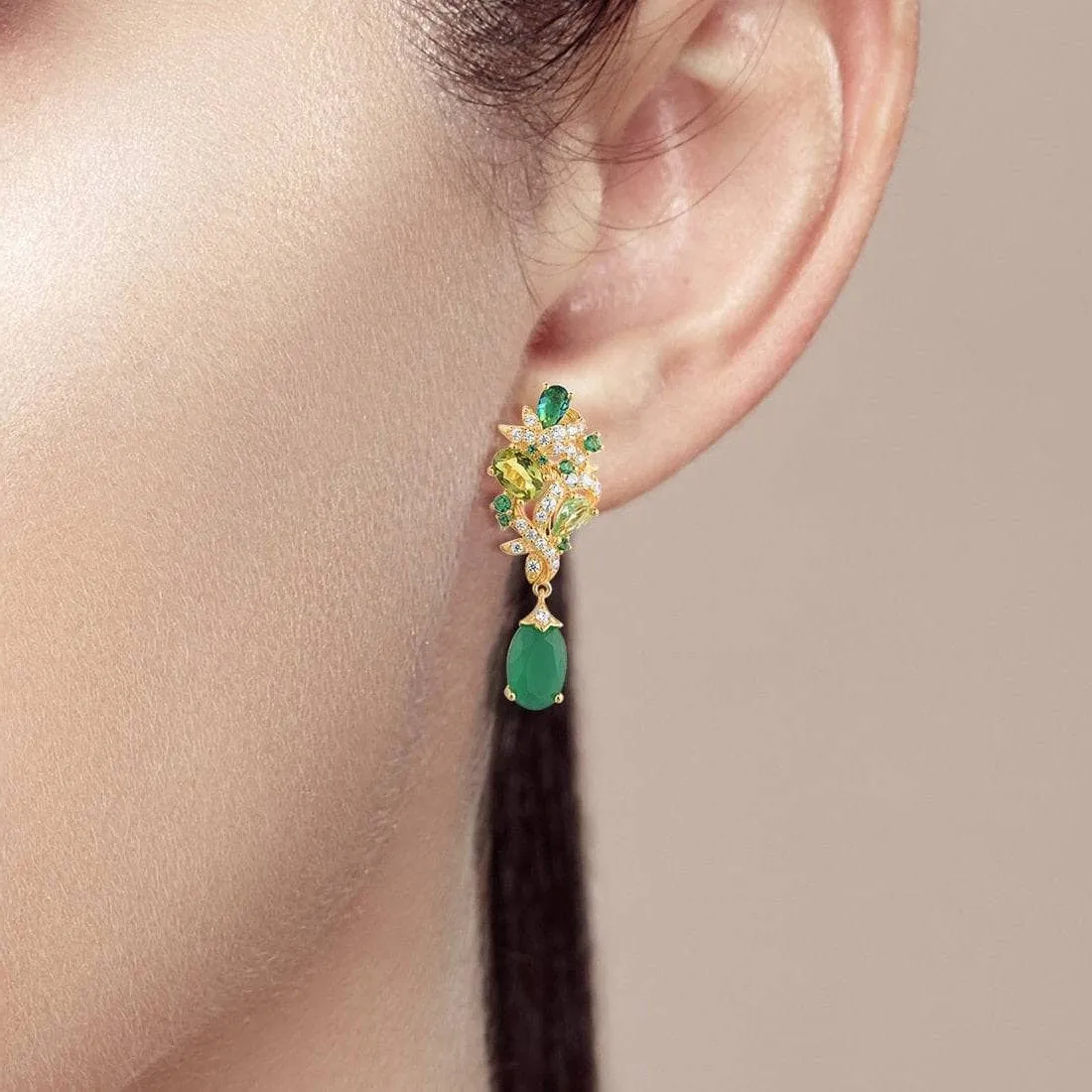 Yellow Gold Diamond Drop Earrings