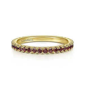 Yellow Gold Garnet Stackable Birthstone Ring