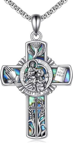 YFN Patron Saint Necklace Sterling Silver Amulet Medal Pendant Religious Protector Jewelry Gifts for Women Men
