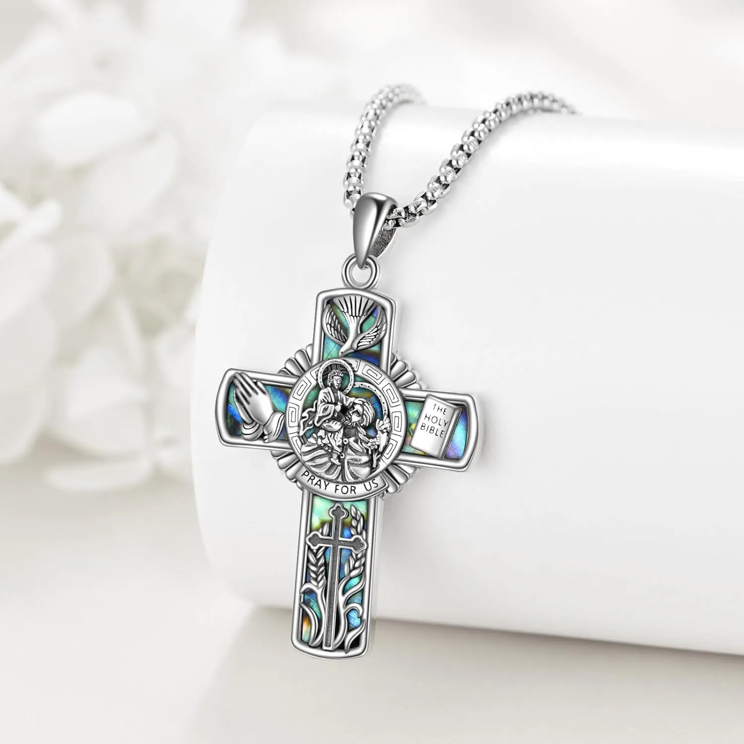YFN Patron Saint Necklace Sterling Silver Amulet Medal Pendant Religious Protector Jewelry Gifts for Women Men