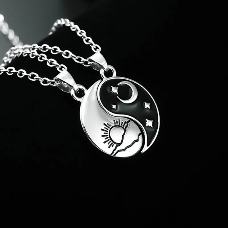 Yin Yang/ Sun Moon Couples Necklace Set