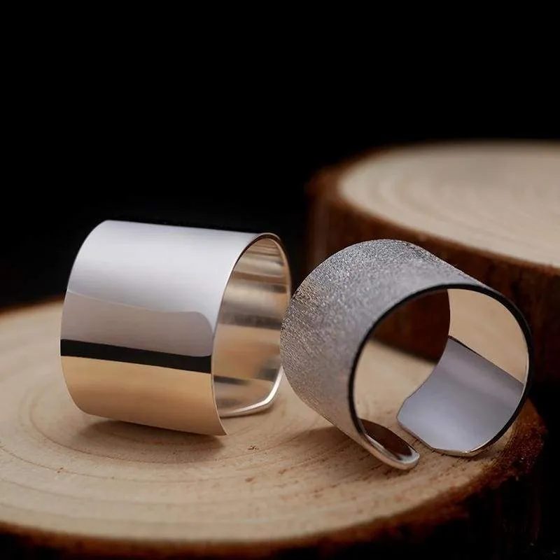 ZABRA Real 925 Sterling Silver 13mm Open Ring for Women Simple Trendy Style Wedding Engagement Gift Japan Korean Fashion Jewelry