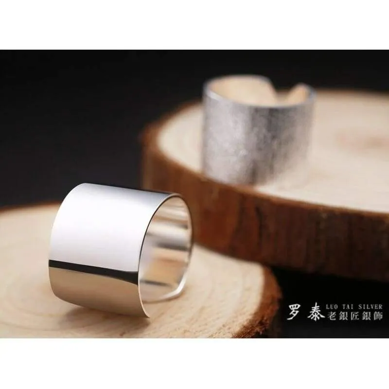 ZABRA Real 925 Sterling Silver 13mm Open Ring for Women Simple Trendy Style Wedding Engagement Gift Japan Korean Fashion Jewelry