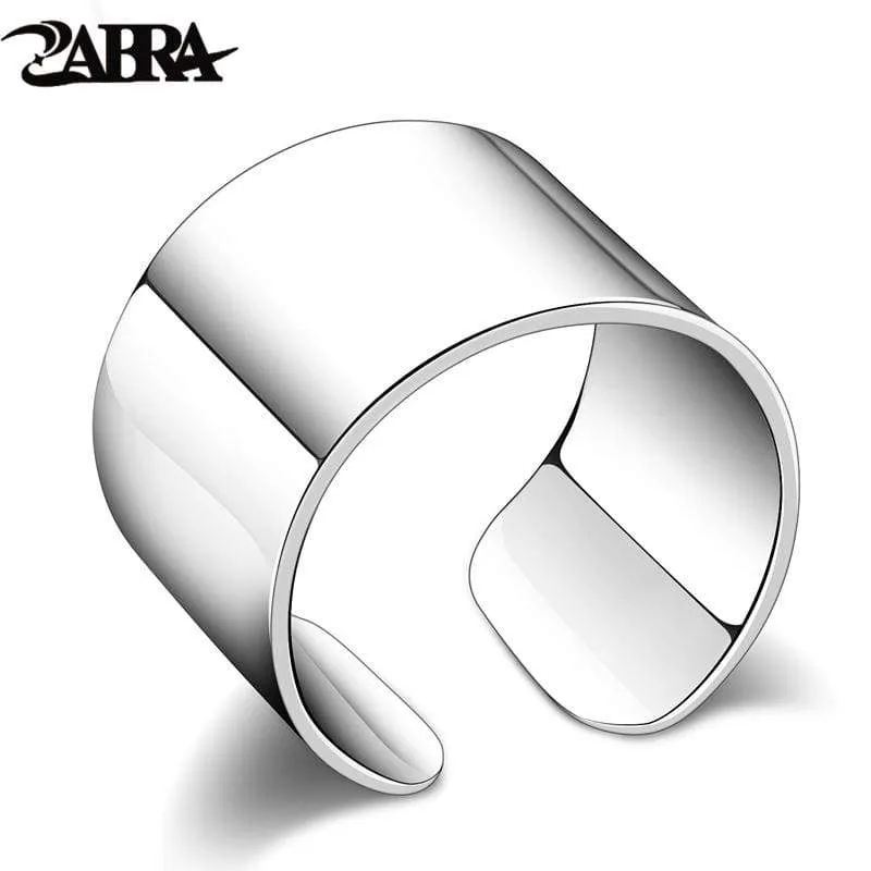 ZABRA Real 925 Sterling Silver 13mm Open Ring for Women Simple Trendy Style Wedding Engagement Gift Japan Korean Fashion Jewelry