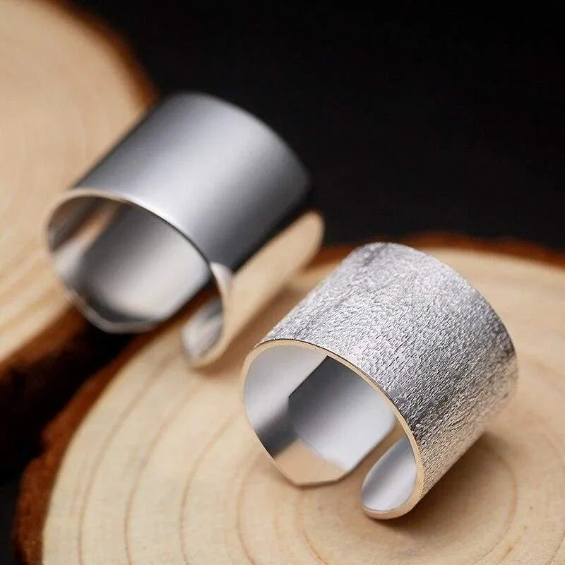 ZABRA Real 925 Sterling Silver 13mm Open Ring for Women Simple Trendy Style Wedding Engagement Gift Japan Korean Fashion Jewelry