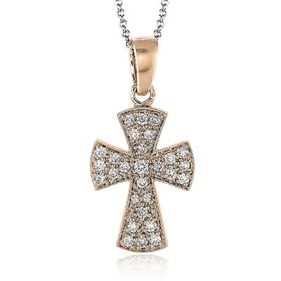 ZP153 Cross Pendant in 14k Gold with Diamonds