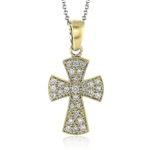 ZP153 Cross Pendant in 14k Gold with Diamonds