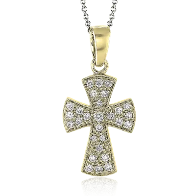 ZP153 Cross Pendant in 14k Gold with Diamonds